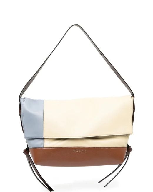 Marni White Colour-Block Leather Shoulder Bag