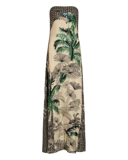 Johanna Ortiz Green Simbologia Floral Sequin Maxi Dress