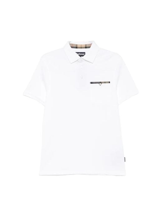 Barbour White Half-Button Polo Shirt for men