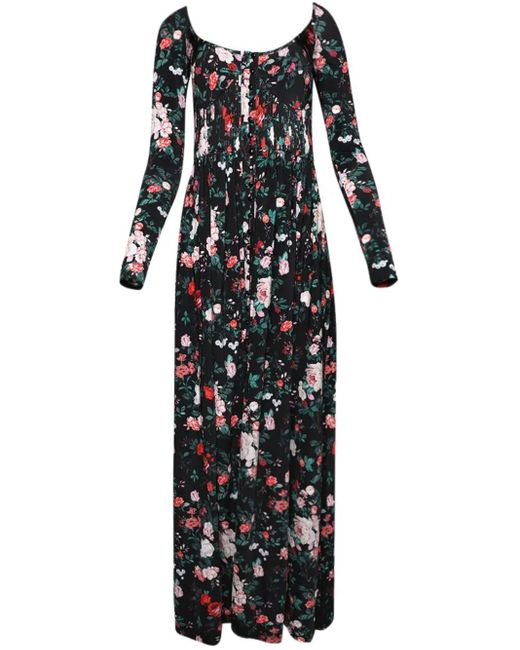 Rabanne Black Rose-Print Maxi Dress