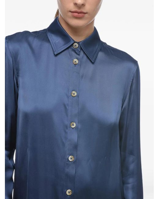 Loulou de Saison Blue Long-Sleeve Shirt Maxi Dress