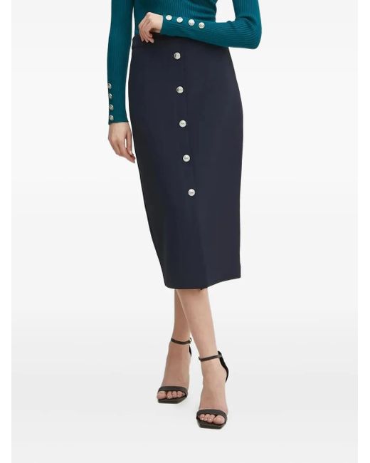 Liu Jo Blue Button-Up Midi Skirt