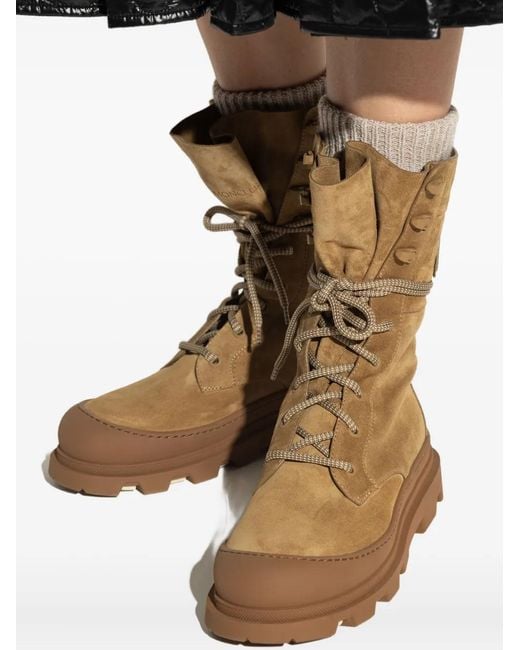 Moncler Brown Vera High Combat Boots