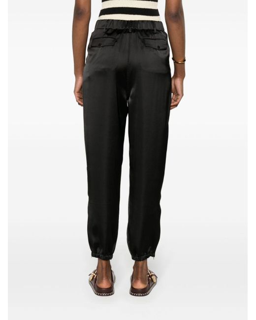 Herno Black Tapered Satin Trousers