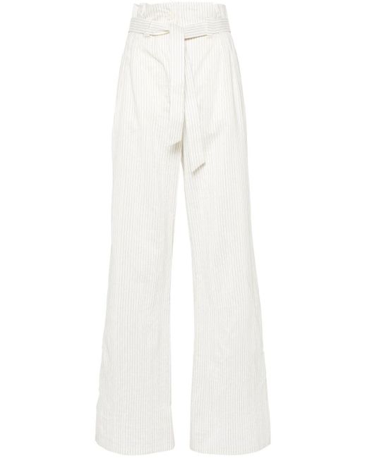 Pantaloni a palazzo Xero gessati di Max Mara in White