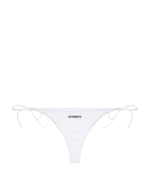Vetements White Logo-Print Bikini Bottom