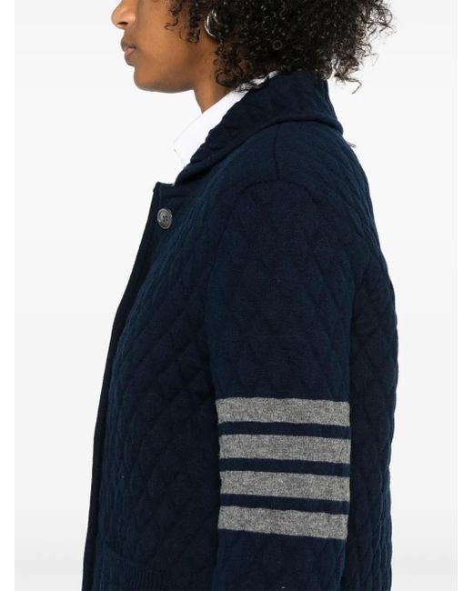 Thom Browne Blue 4 Bar Stripes Quilted Jacket