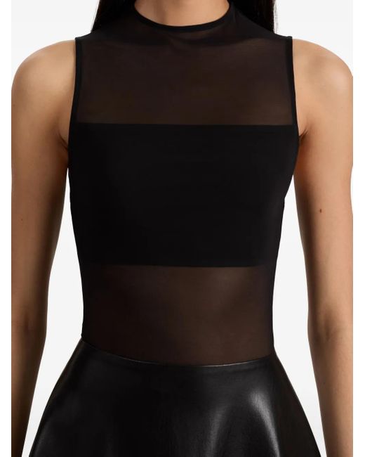 Alice + Olivia Black Ausgestelltes Chara Minikleid Mit Mesh-Einsatz