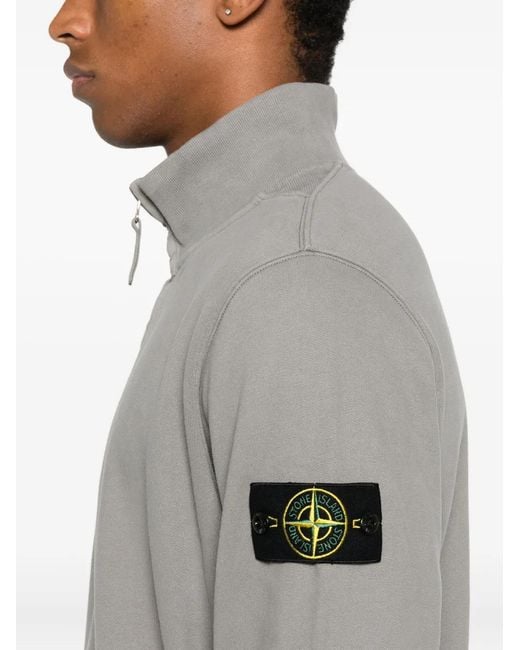 Stone Island Gray Brushed-Finish Fleece Sweatshirt for men