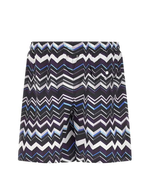 Missoni Blue Zigzag-Pattern Swim Shorts for men