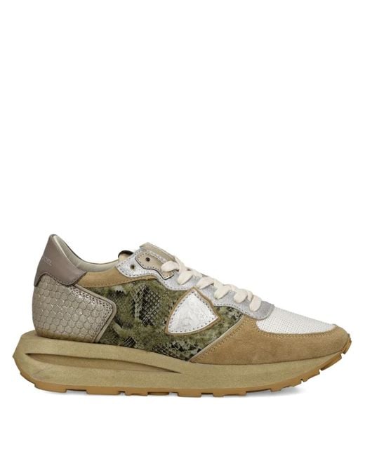 Philippe Model Green Snakeskin-Detailed Trainers