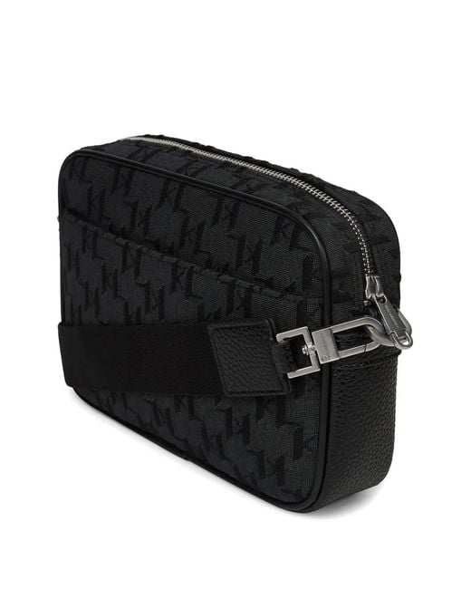 Karl Lagerfeld Black K/Monogram Jacquard Messenger Bag for men