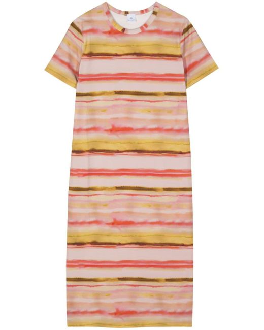 PS by Paul Smith Gray Sunray Striped T-shirt Dress