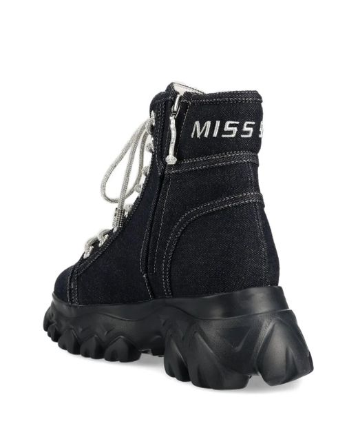 Miss Sixty Black Denim Lace-Up High-Top Sneakers