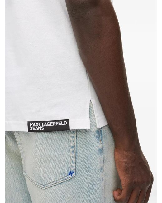 Karl Lagerfeld White Cotton Polo Shirt for men