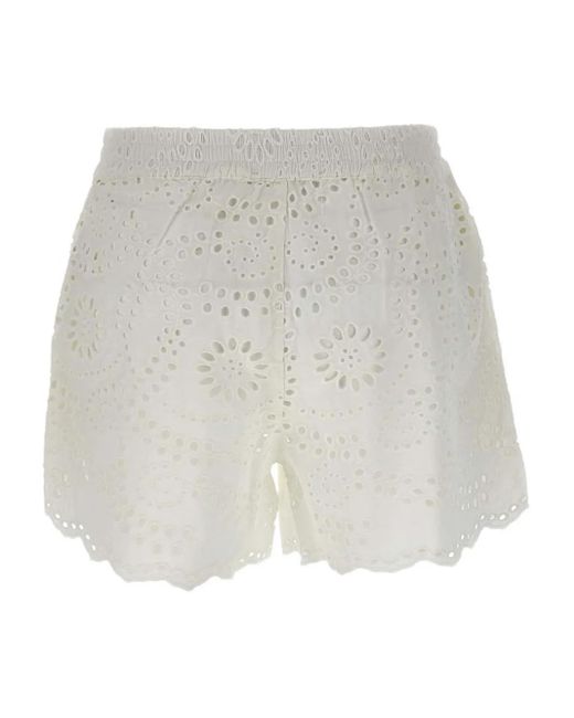 Mc2 Saint Barth White Meave Broderie-Anglaise Shorts