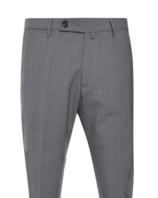 Luigi Borrelli Napoli Gray Pressed-Crease Tailored Trousers for men