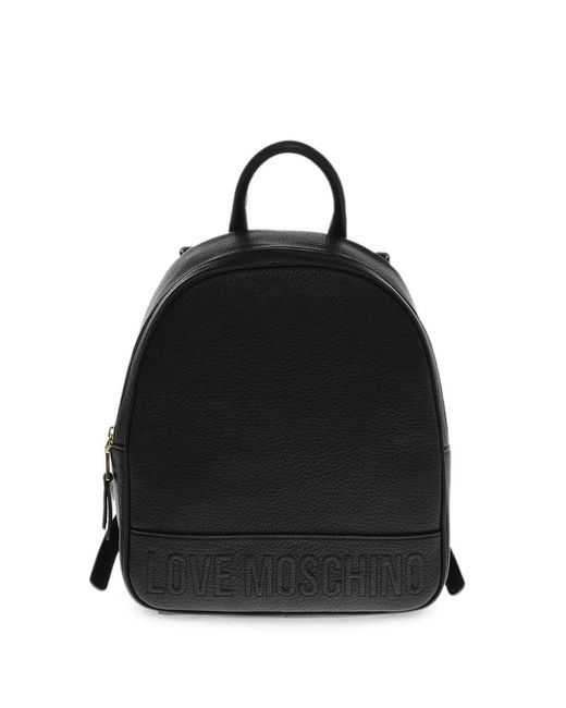 Love Moschino Black Logo-Detail Backpack