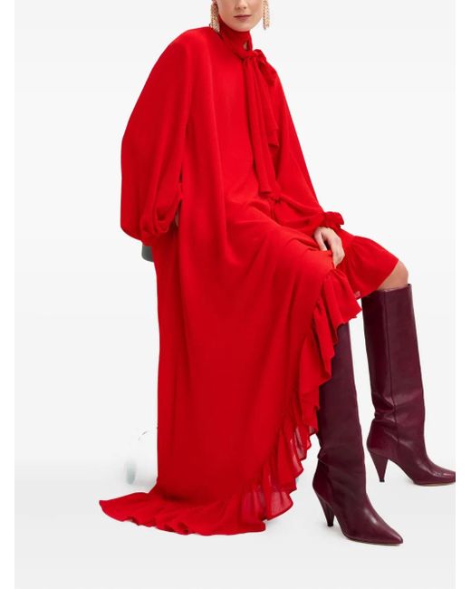 Essentiel Antwerp Red Ruffled Asymmetric Dress