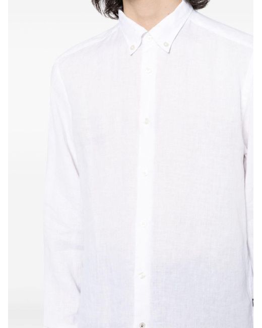 Camisa Liam de manga larga Boss de hombre de color White