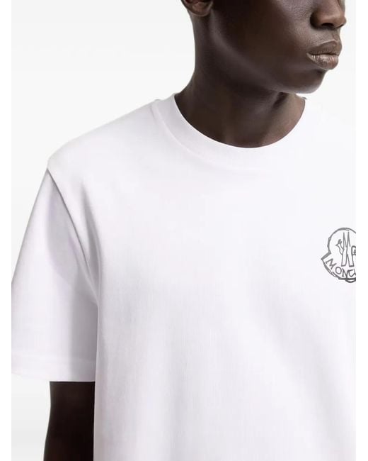 Moncler White Cotton Jersey Logo Patch T-Shirt for men