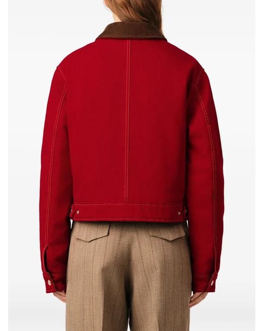AMI Red Cotton Zipped Jacket With Ami De Coeur