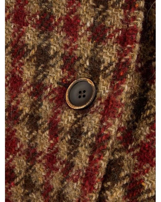 Uma Wang Brown Checked-Pattern Coat