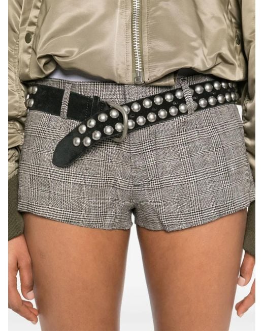 R13 Gray Tailored Mini Shorts