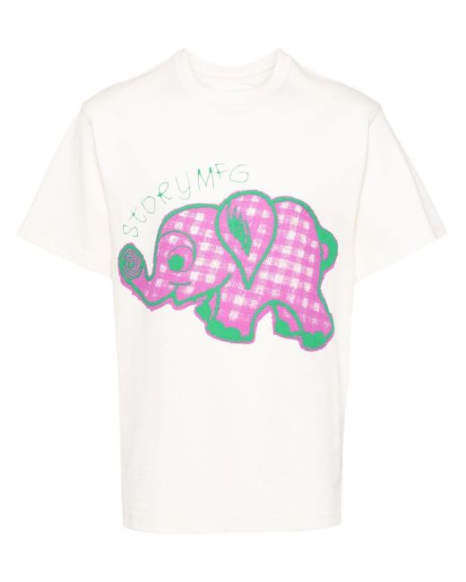 STORY mfg. Pink Ele Organic-cotton T-shirt for men