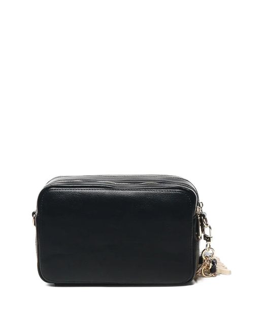 V73 Black Double-Zip Charm Shoulder Bag