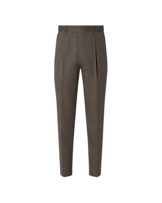 Zegna Gray Pleated Trousers for men