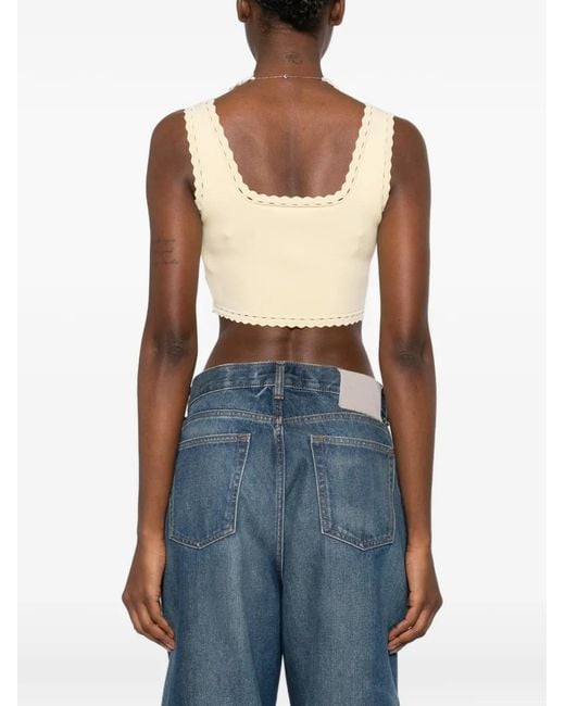 Sandro Natural Scalloped-Trim Crop Top