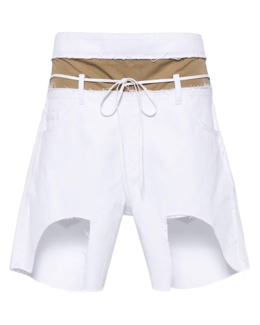Litkovskaya White Asymmetric Layered Denim Shorts