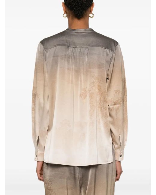 Pierre Louis Mascia Natural Illustration-Print Blouse