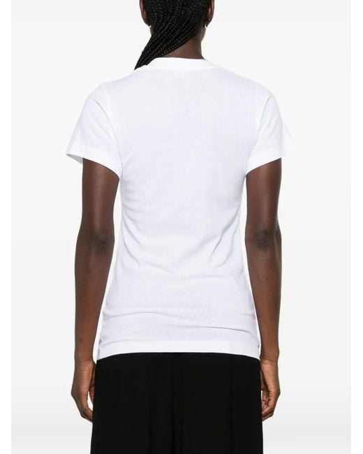 Totême White Wide-Ribbed V-Neck T-Shirt