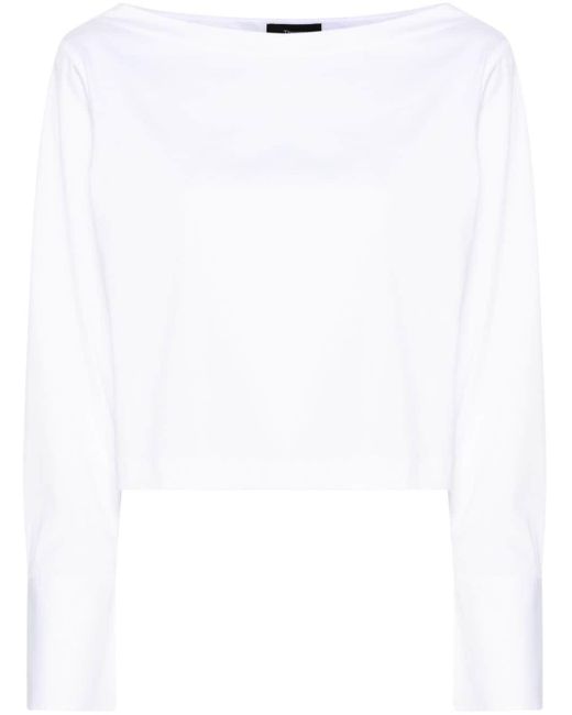 Theory Blouse Met Boothals in het White