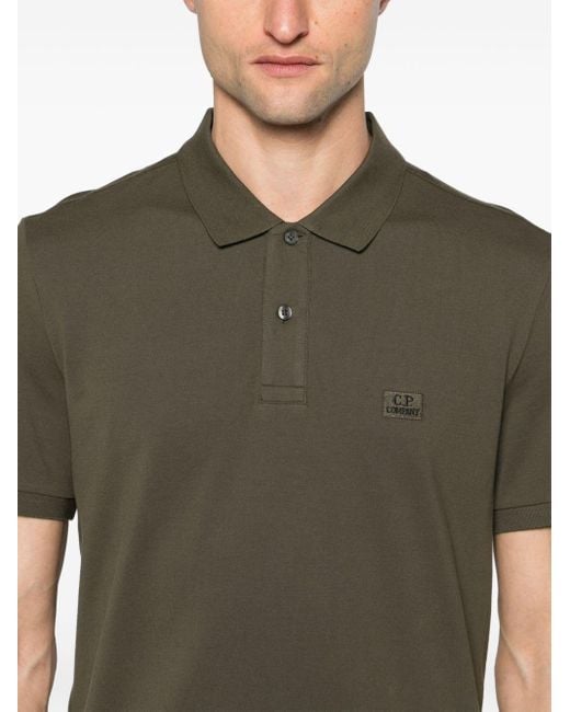C P Company Green Logo-embroidered Cotton Polo Shirt for men