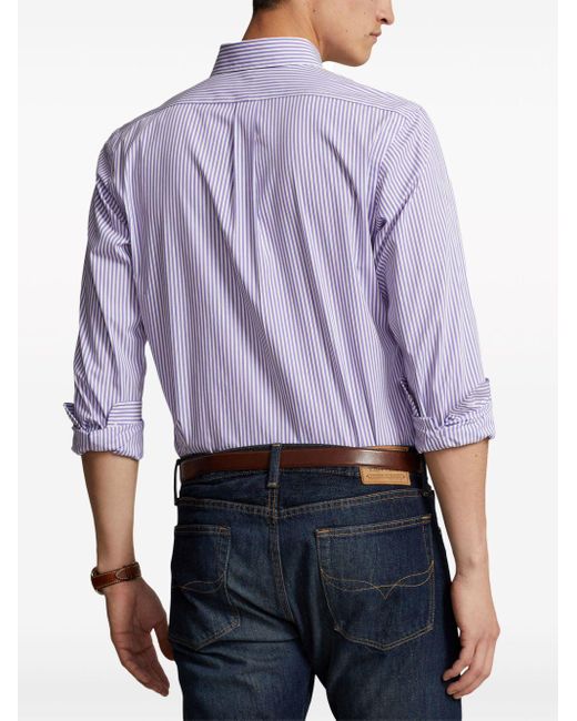 Camicia a righe con ricamo Polo Pony di Polo Ralph Lauren in Purple da Uomo