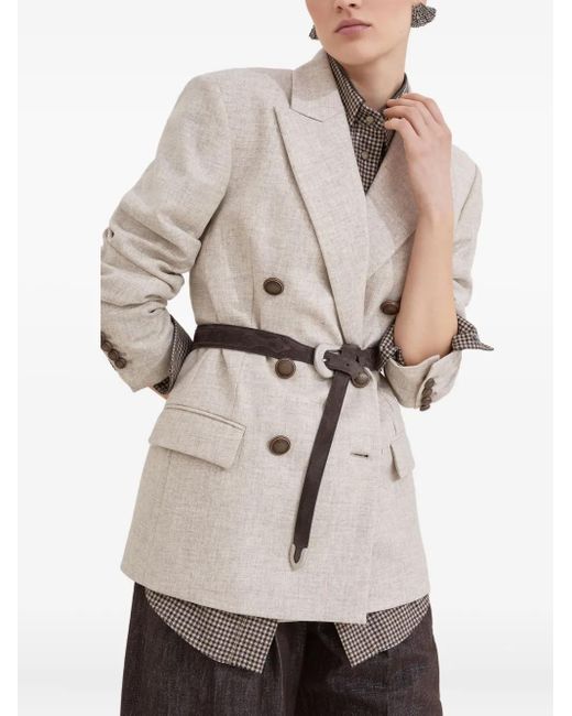Brunello Cucinelli Natural Wool And Cashmere Twill Flannel Blazer