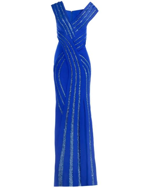 Gaby Charbachy Blue Pleated Gown