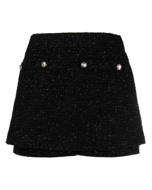 Maje Black Tweed High-waisted Mini Shorts