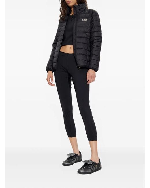 EA7 Black Zip-Fastening Puffer Jacket
