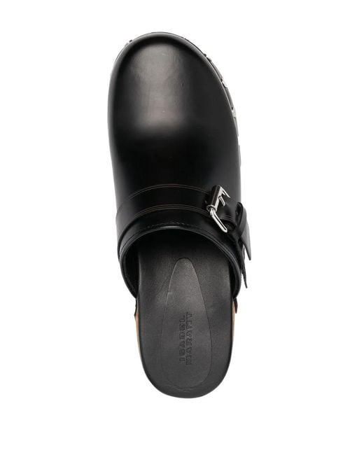 Isabel Marant Black Stud-Embellished Leather Clogs