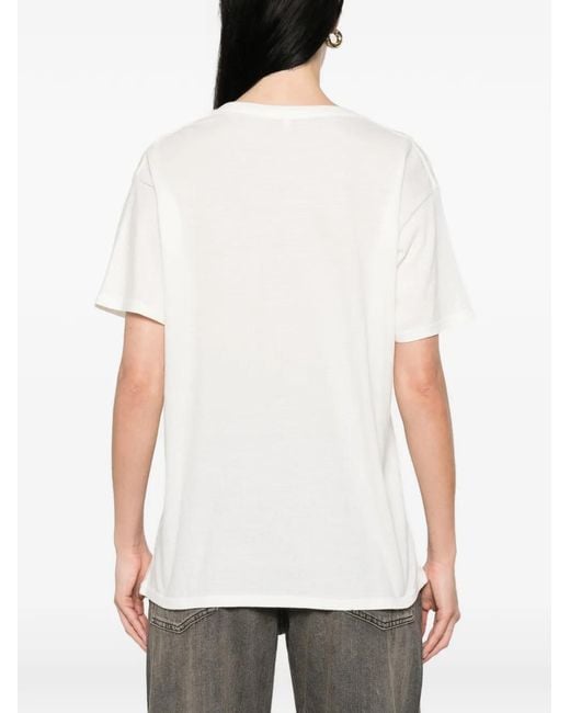R13 White T-Shirt Imprimé À Col Rond