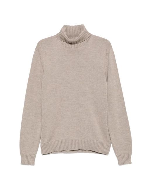 Zanone Natural Ribbed-Knit Roll-Neck Sweater for men