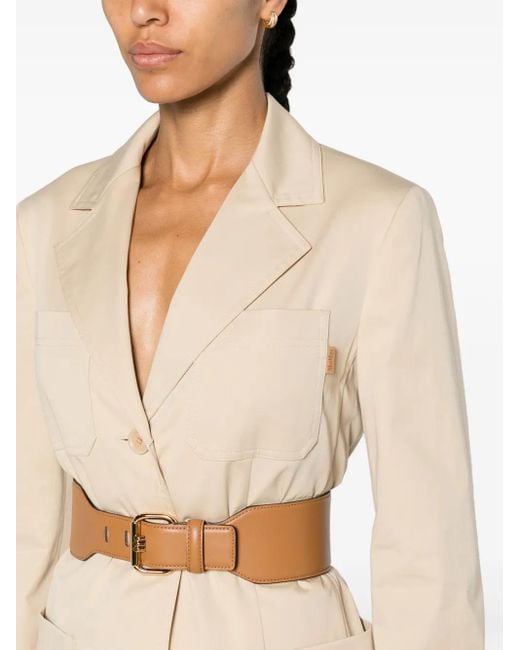Max Mara Blazer Met Enkele Rij Knopen En Gekerfde Revers in het Natural