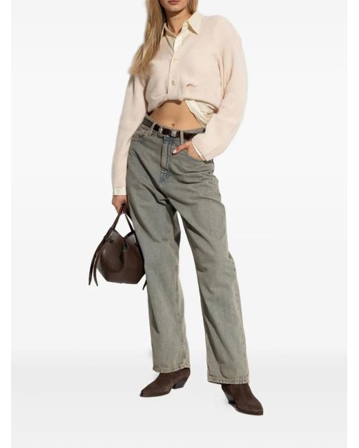 R13 Natural Ribbed Button Cardigan