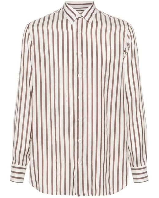 Lardini Natural Striped Silk Shirt for men