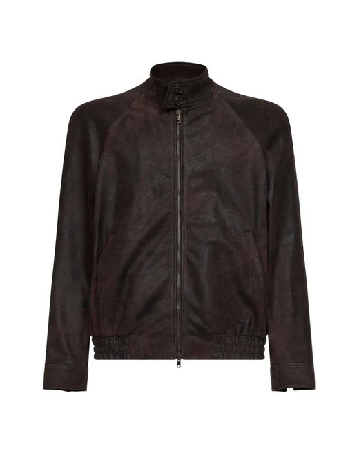Salvatore Santoro Black Buttoned-Collar Raglan Jacket for men