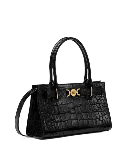 Bolso shopper Medusa 95 con efecto de piel de cocodrilo Versace de color Black